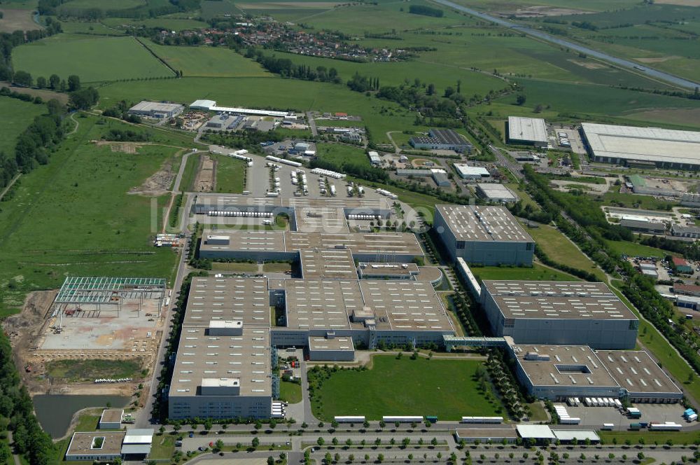 Luftaufnahme Haldensleben - Ausbauarbeiten am Warenverteil- und Logistikzentrum in Haldensleben