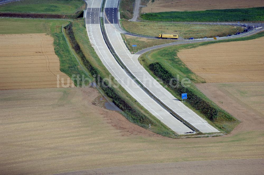 Niederfrohna aus der Vogelperspektive: Ausbaustand A72 Niederfrohna