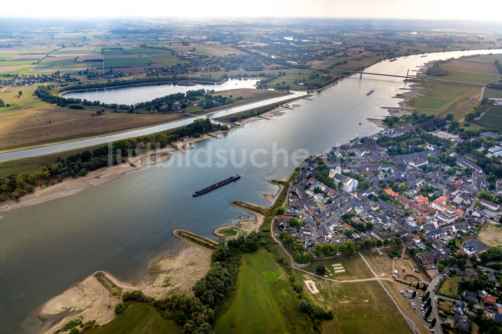 Luftbild Haldern - Ausgetrocknete Buhnen- Landschaft des Rhein in Haldern im Bundesland Nordrhein-Westfalen, Deutschland