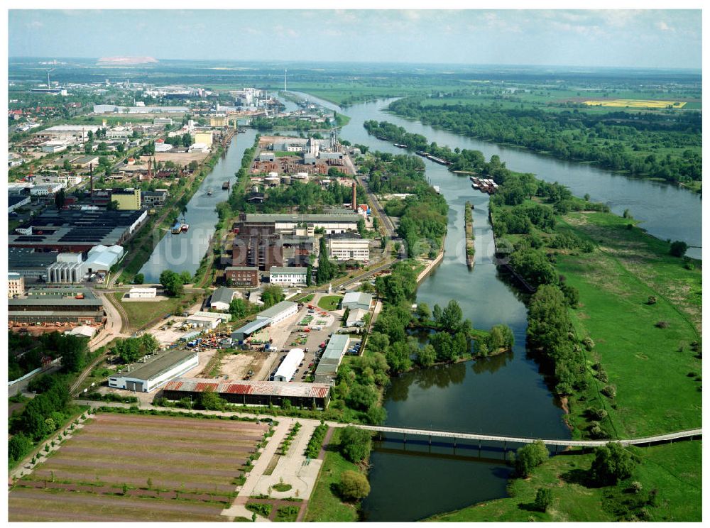 Magdeburg / Sachsen-Anhalt von oben - Ausgleichs- und Ersatzmaßnahmen am Wasserstraßenkreuz Magdeburg / Elbe-Havel-Kanal