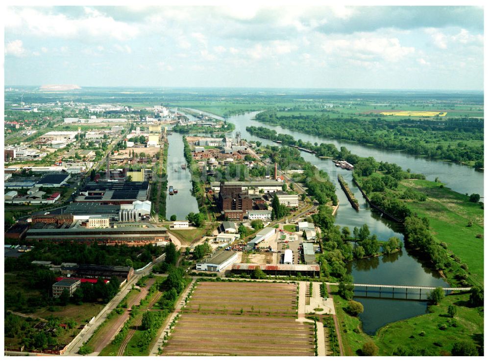 Magdeburg / Sachsen-Anhalt aus der Vogelperspektive: Ausgleichs- und Ersatzmaßnahmen am Wasserstraßenkreuz Magdeburg / Elbe-Havel-Kanal