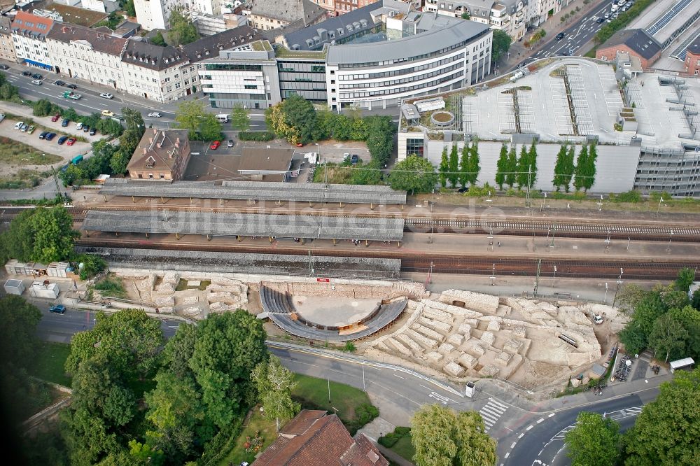 Luftaufnahme Mainz - Ausgrabungsstätte Römisches Theater in Mainz im Bundesland Rheinland-Pfalz