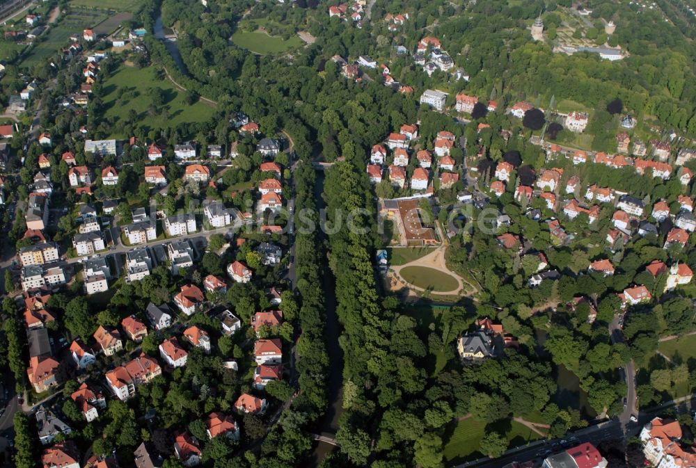 Luftaufnahme Erfurt - Ausschnitt vom Gera-Flutgraben in Erfurt im Bundesland Thüringen