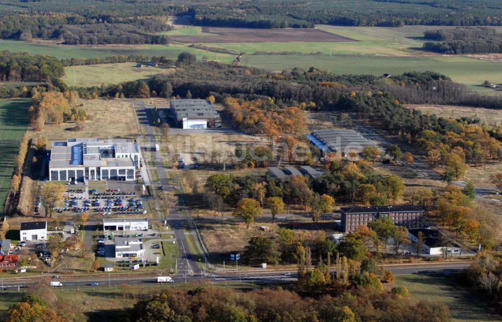 Rathenow von oben - Ausschnitt des Gewerbegebiets Heidefeld in Rathenow im Havelland