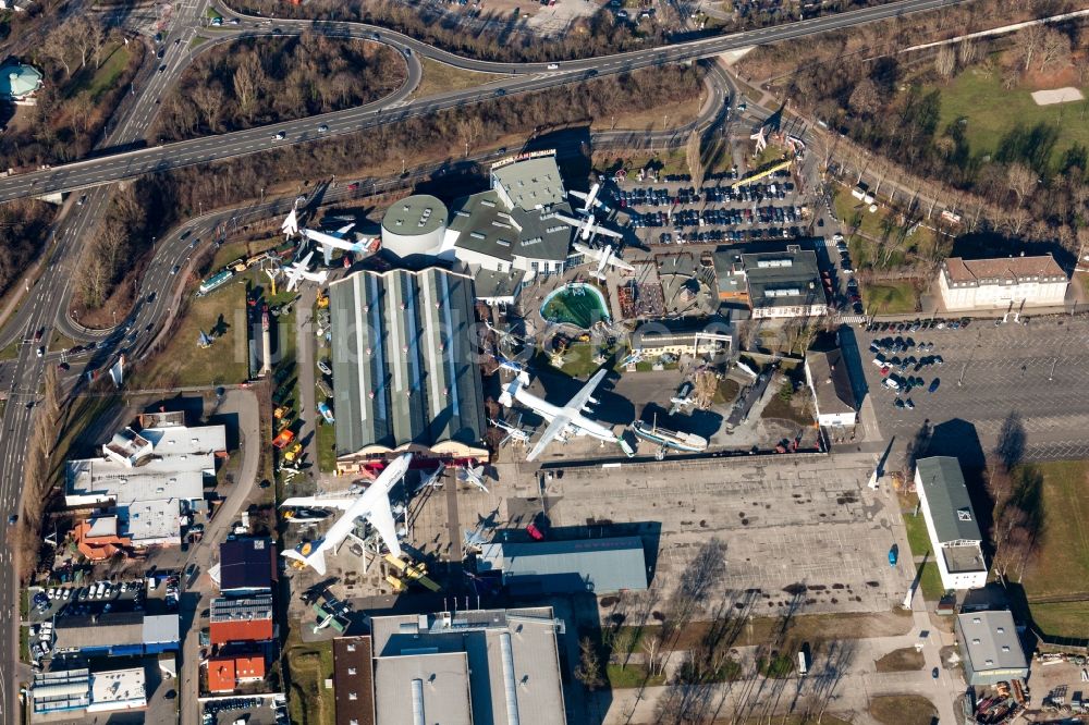 Luftbild Speyer - Aussenaustellung von Flugzeugen und Schiffen im Technik Museum Speyer in Speyer im Bundesland Rheinland-Pfalz, Deutschland