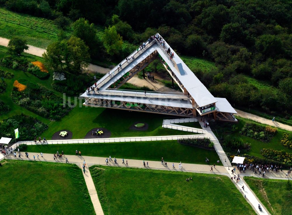 Luftbild Koblenz - Aussichtsgebäude auf dem Gelände der Festung Ehrenbrettstein in Koblenz im Bundesland Rheinland-Pfalz