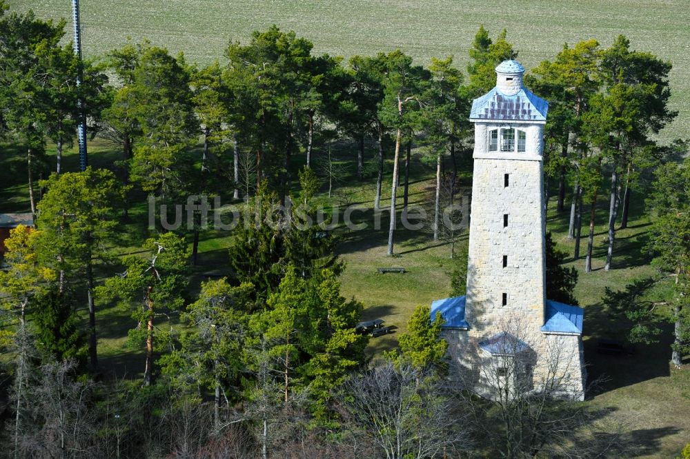 Kiliansroda aus der Vogelperspektive: Aussichtsturm Carolinenturm bei Kiliansroda im Bundesland Thüringen, Deutschland