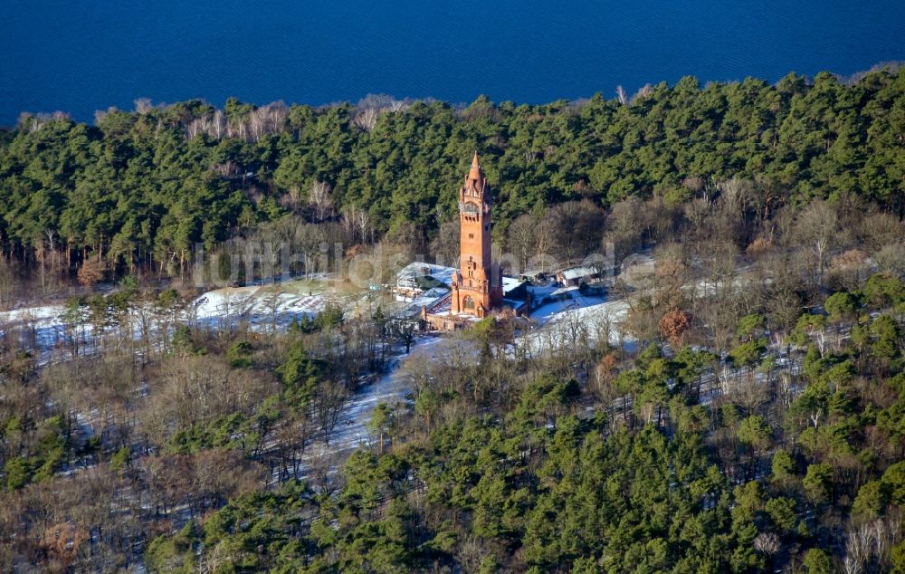 Luftaufnahme Berlin - Aussichtsturm Grunewaldturm auf dem Karlsberg im Ortsteil Grunewald in Berlin, Deutschland