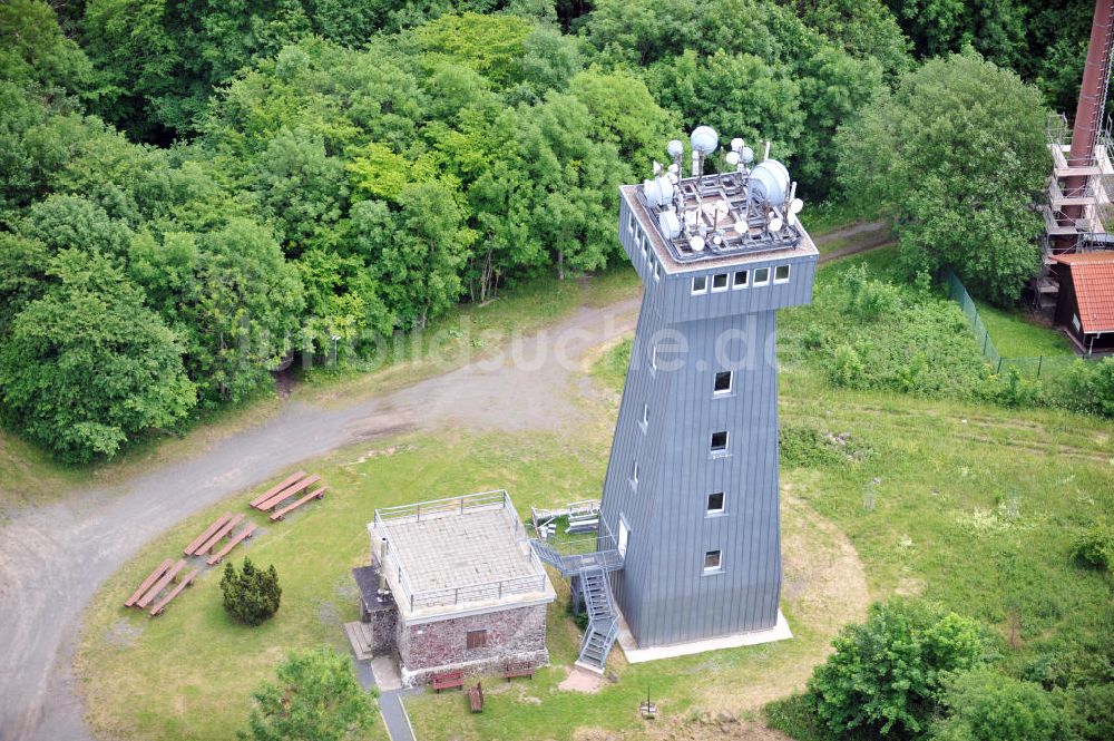 Breitungen aus der Vogelperspektive: Aussichtsturm in Thüringen