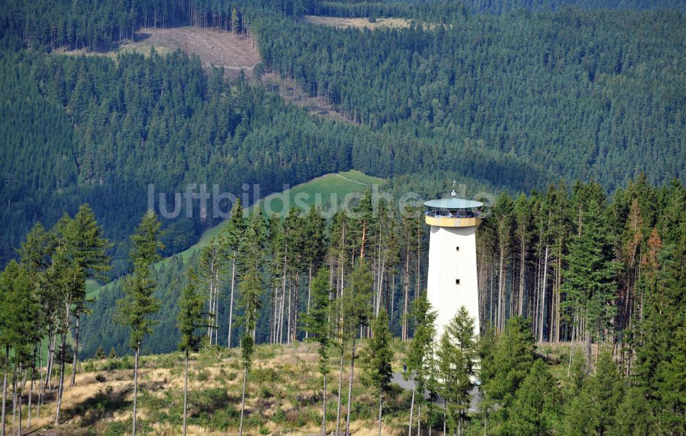 Luftbild Springelhof - Aussichtsturm Thüringer Warte in Bayern