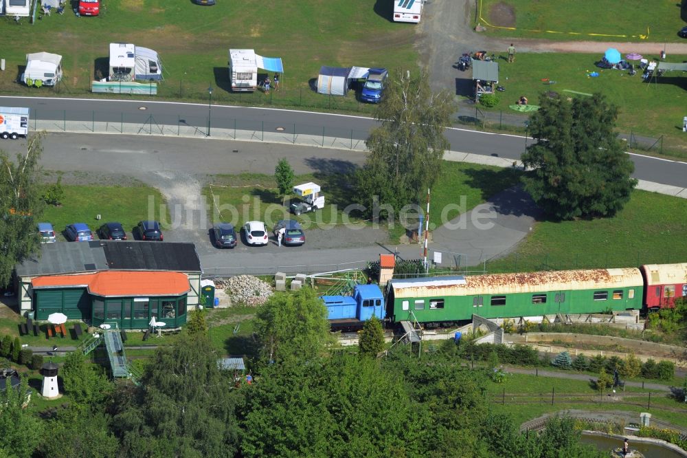 Luftaufnahme Markkleeberg - Ausstellung und Gelände des Modellbauparks Auenhain in Markkleeberg im Bundesland Sachsen