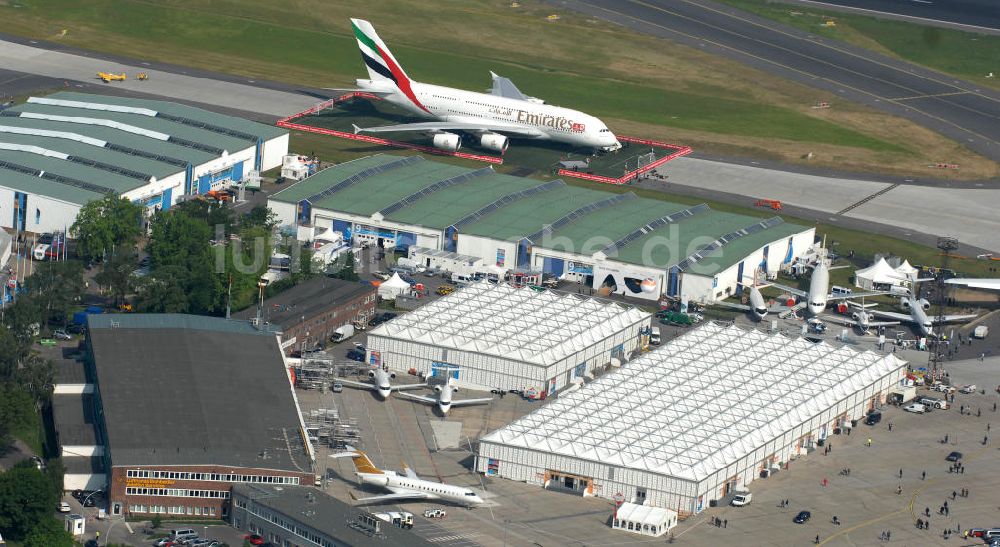 Luftbild Schönefeld - Ausstellungsgelände der Internationalen Luftfahrtshow ILA 2010 auf dem Gelände des Flughafen Berlin-Schönefeld zur Eröffnung am 08.06.2010