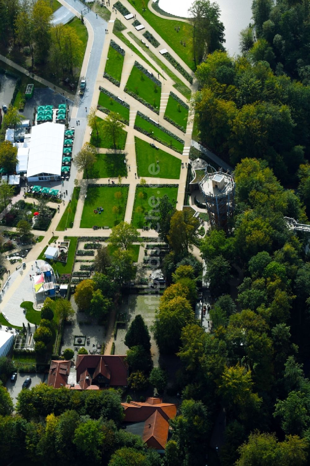 Bad Iburg aus der Vogelperspektive: Ausstellungsgelände der LAGA Landesgartenschau in Bad Iburg im Bundesland Niedersachsen, Deutschland