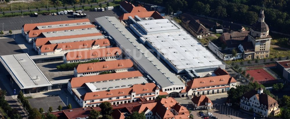 Dresden von oben - Ausstellungsgelände und Messehallen der MESSE DRESDEN GmbH in Dresden im Bundesland Sachsen