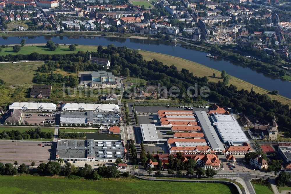 Dresden aus der Vogelperspektive: Ausstellungsgelände und Messehallen der MESSE DRESDEN GmbH in Dresden im Bundesland Sachsen