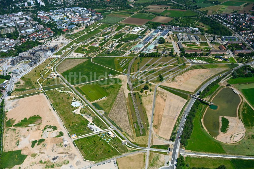 Luftaufnahme Mannheim - Ausstellungsgelände im Spinelli-Park der Bundesgartenschau Mannheim BUGA23 in Mannheim im Bundesland Baden-Württemberg, Deutschland