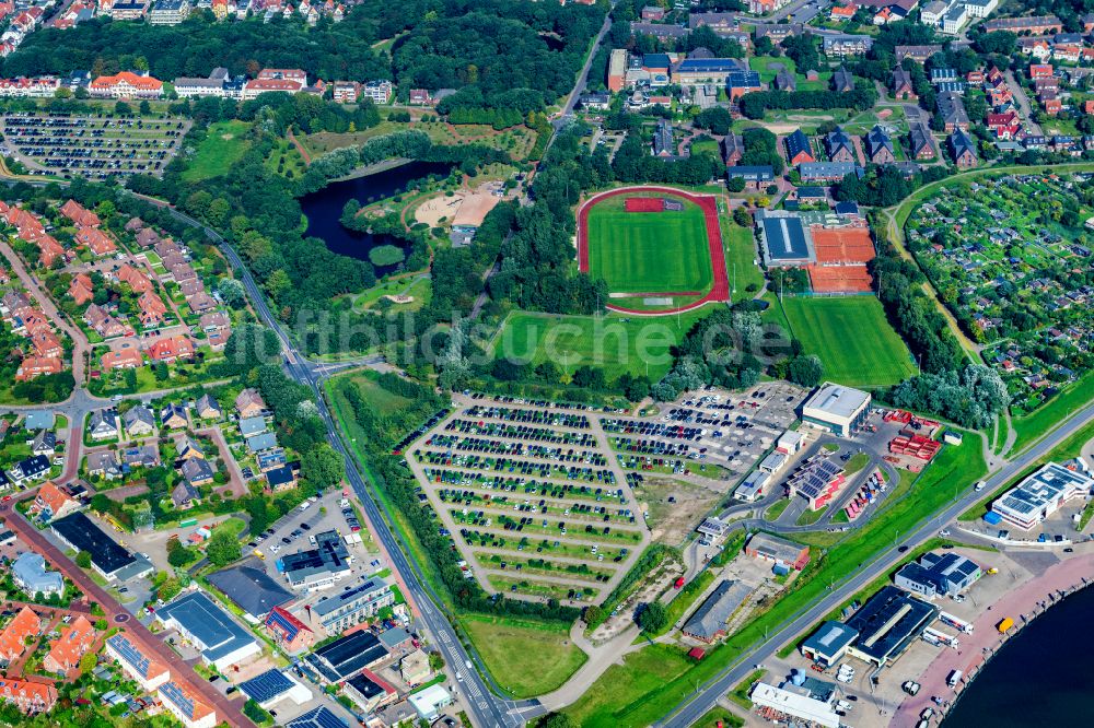 Norderney von oben - Auto- Parkplatz und Abstellfläche Dauerparkplatz Lot C in Norderney im Bundesland Niedersachsen, Deutschland