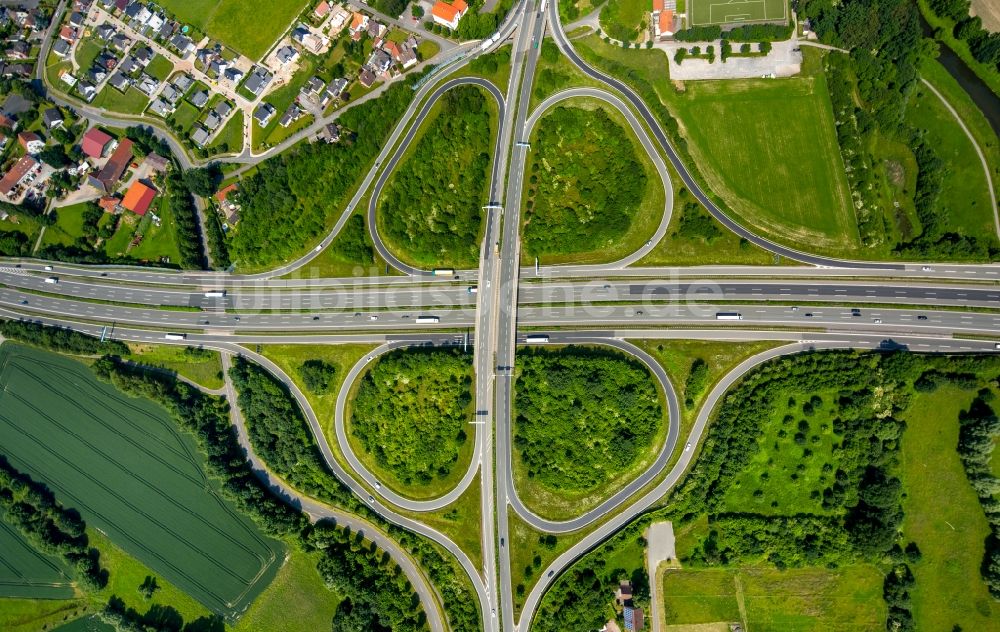 Luftbild Bad Salzuflen - Autobahn- Abfahrt der BAB A2 - B239 in Bad Salzuflen im Bundesland Nordrhein-Westfalen