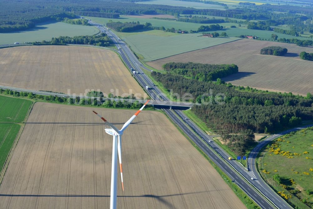 Luftbild Wittstock/Dosse - Autobahn- Abfahrt der BAB A19 - A24 bei Wittstock/Dosse im Bundesland Brandenburg