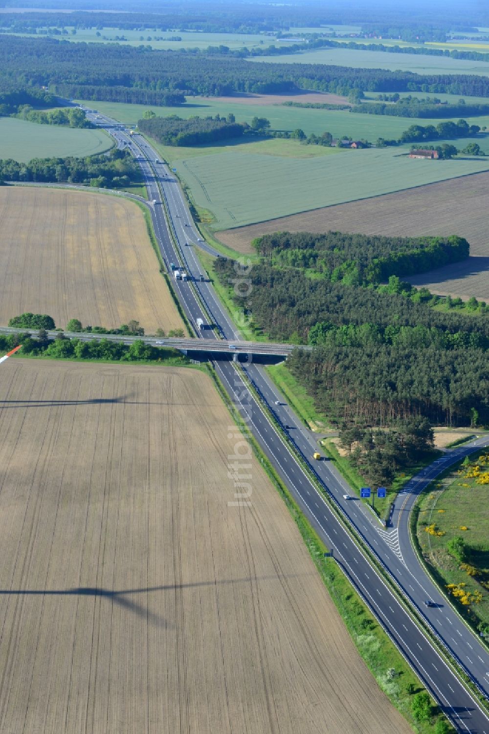 Wittstock/Dosse von oben - Autobahn- Abfahrt der BAB A19 - A24 bei Wittstock/Dosse im Bundesland Brandenburg