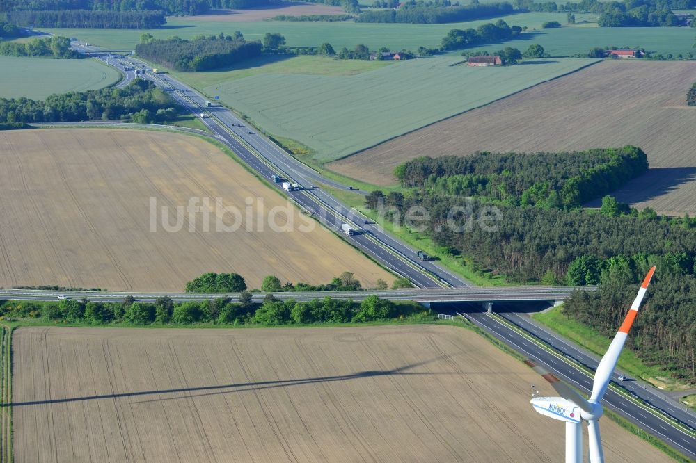 Luftbild Wittstock/Dosse - Autobahn- Abfahrt der BAB A19 - A24 bei Wittstock/Dosse im Bundesland Brandenburg