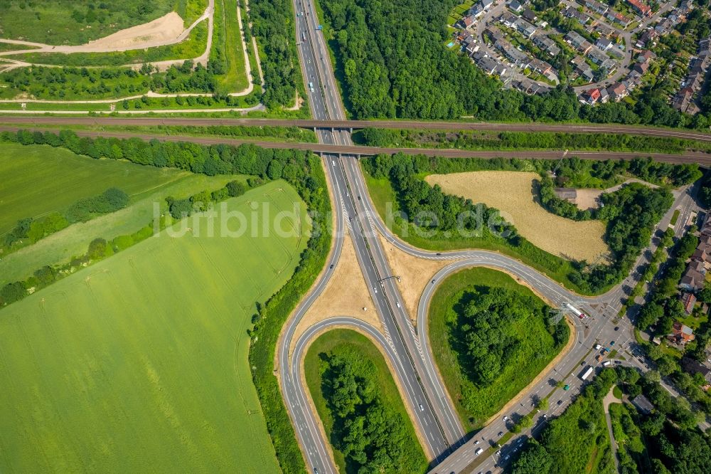 Luftbild Bochum - Autobahn- Abfahrt der BAB A43 Bochum-Laer in Bochum im Bundesland Nordrhein-Westfalen, Deutschland