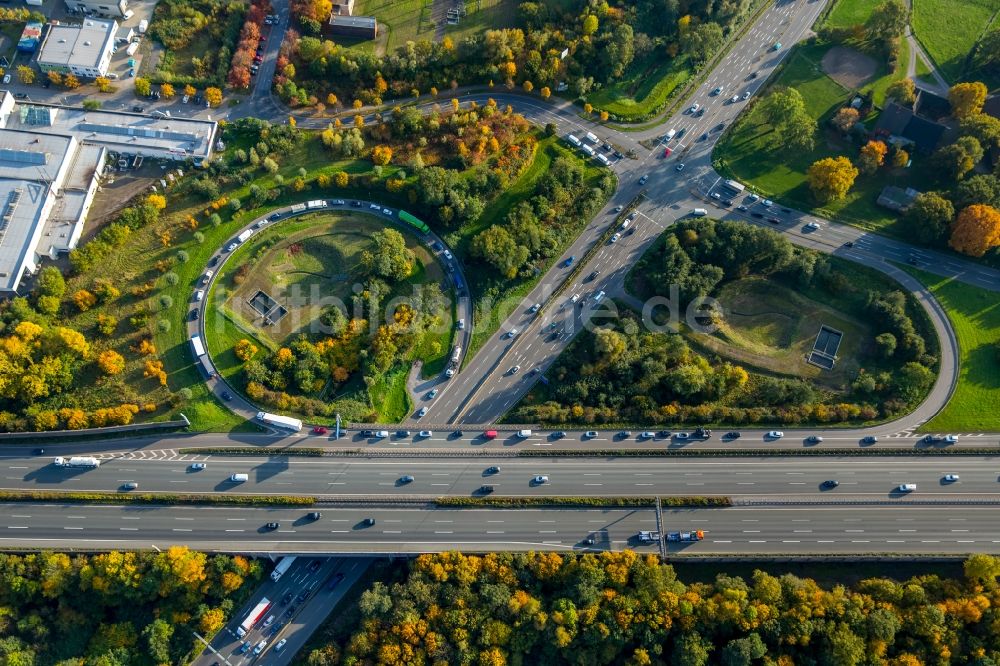 Luftaufnahme Gladbeck - Autobahn- Abfahrt der BAB A2 in Gladbeck im Bundesland Nordrhein-Westfalen