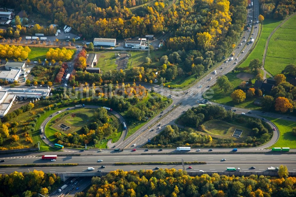 Luftbild Gladbeck - Autobahn- Abfahrt der BAB A2 in Gladbeck im Bundesland Nordrhein-Westfalen