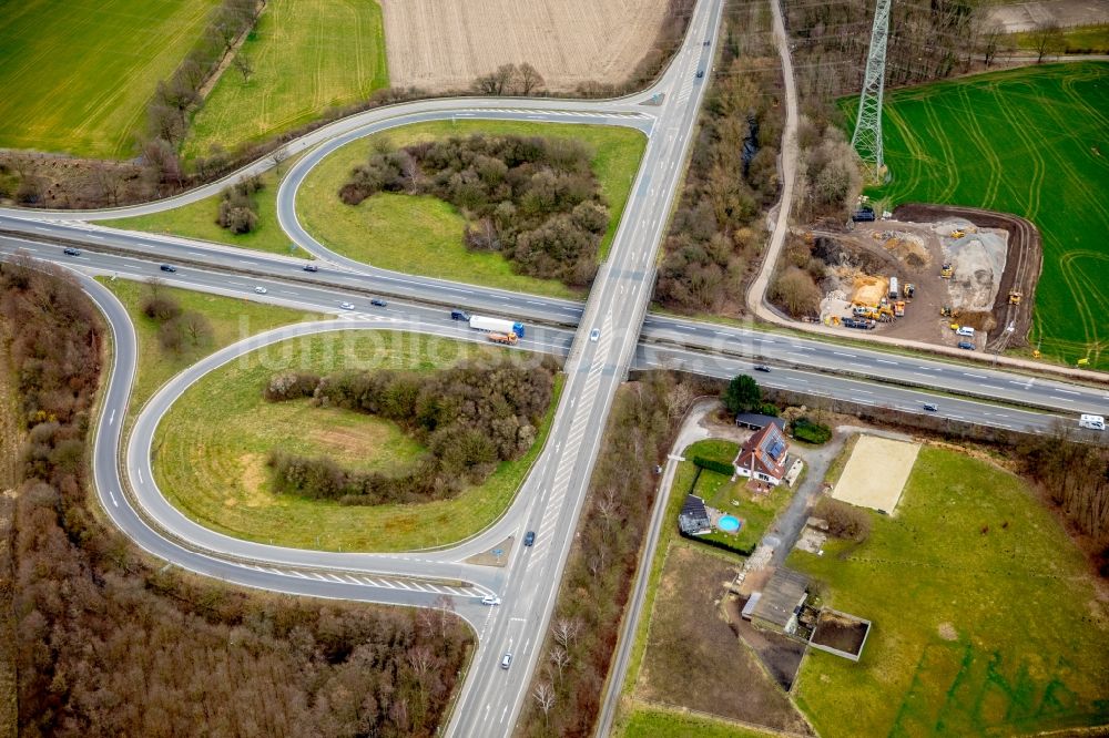 Luftbild Gladbeck - Autobahn- Abfahrt der BAB A31 in Gladbeck im Bundesland Nordrhein-Westfalen, Deutschland