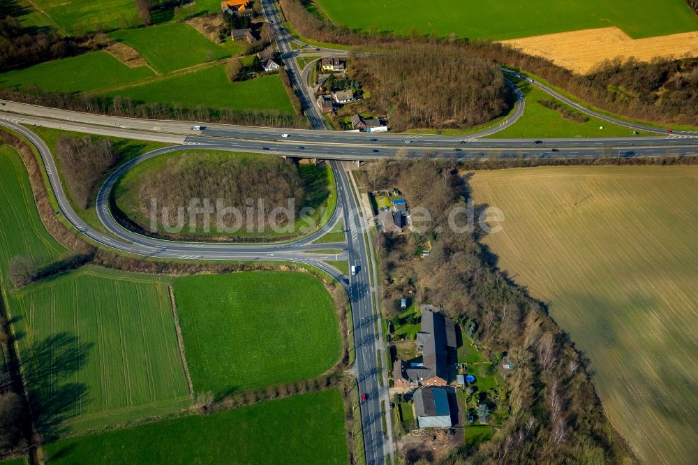 Luftbild Kempen - Autobahn- Abfahrt der BAB A40 Kerken in Kempen im Bundesland Nordrhein-Westfalen