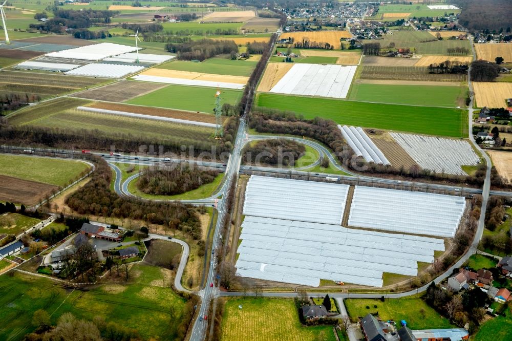 Luftaufnahme Kirchellen - Autobahn- Abfahrt der BAB A31 in Kirchellen im Bundesland Nordrhein-Westfalen, Deutschland