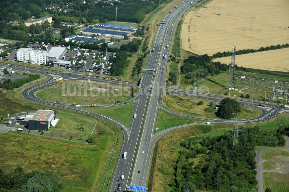 Luftbild Taucha - Autobahn- Abfahrt der BAB A14 Leipzig-Nordost im Stadtteil Paunsdorf in Taucha im Bundesland Sachsen