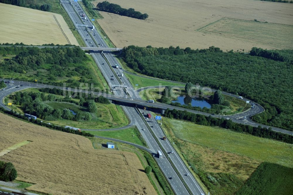 Luftbild Leipzig - Autobahn- Abfahrt der BAB A14 Leipzig-Ost in Leipzig im Bundesland Sachsen