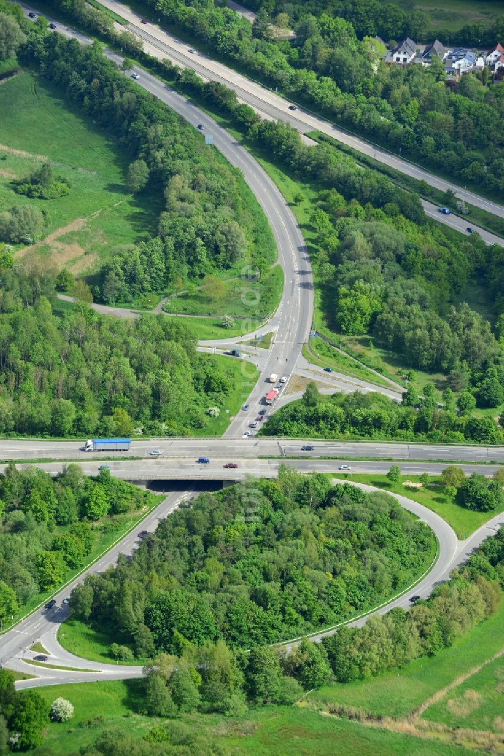 Luftbild Bad Schwartau - Autobahn- Abfahrt der BAB A1 - E47 Sereetz an der A226 in Bad Schwartau im Bundesland Schleswig-Holstein