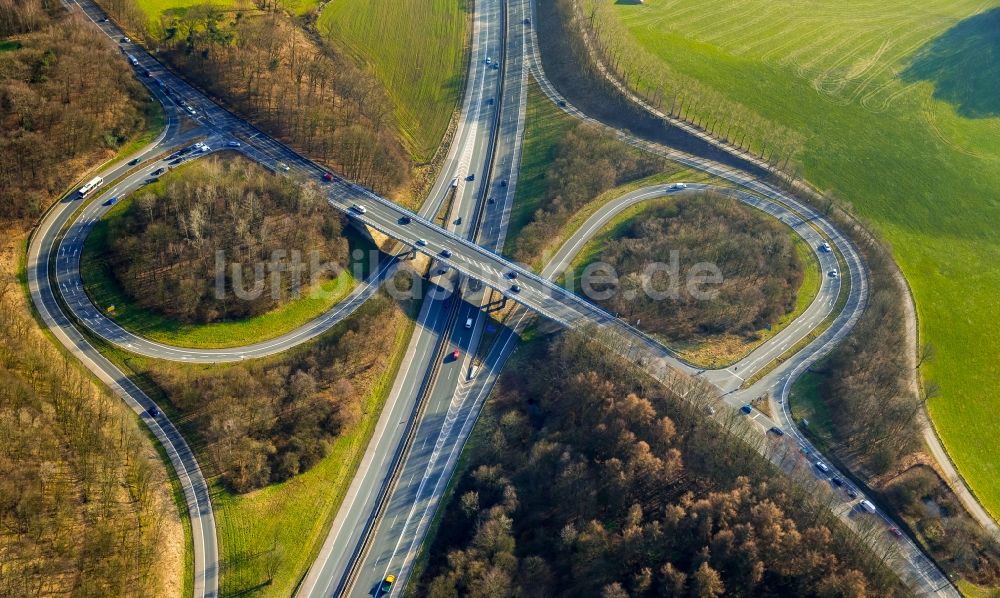 Luftbild Sprockhövel - Autobahn- Abfahrt der BAB A43 - B234 in Sprockhövel im Bundesland Nordrhein-Westfalen