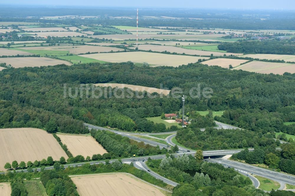 Talkau von oben - Autobahn- Abfahrt der BAB A24 in Talkau im Bundesland Schleswig-Holstein