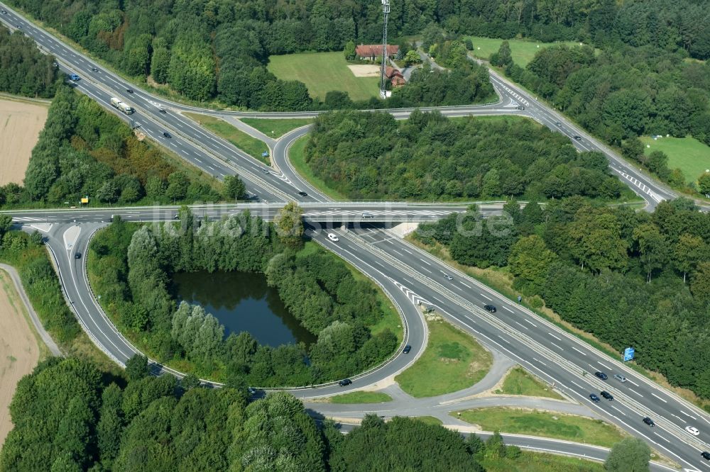 Luftaufnahme Talkau - Autobahn- Abfahrt der BAB A24 in Talkau im Bundesland Schleswig-Holstein