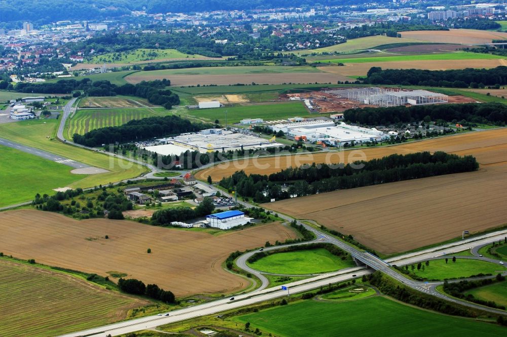 Luftbild Gera - Autobahn- Abfahrt der BAB A4 B92 in Trebnitz in Gera im Bundesland Thüringen