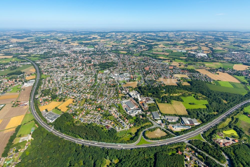 Luftbild Bünde - Autobahn- Abfahrt Hiddenhausen der BAB A30 in Bünde im Bundesland Nordrhein-Westfalen