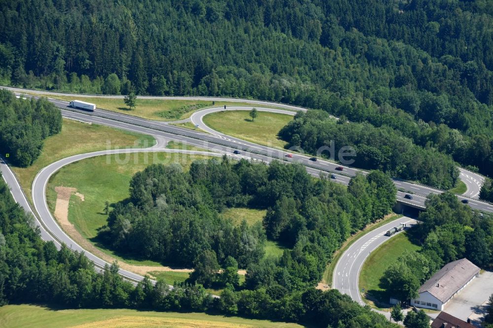 Luftbild Passau - Autobahn- Abfahrt Passau-Nord der BAB A3 in Passau im Bundesland Bayern, Deutschland