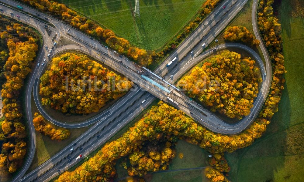 Luftbild Witten - Autobahn- Abfahrt Witten-Herbede der Bundesautobahn A43 in Witten im Bundesland Nordrhein-Westfalen