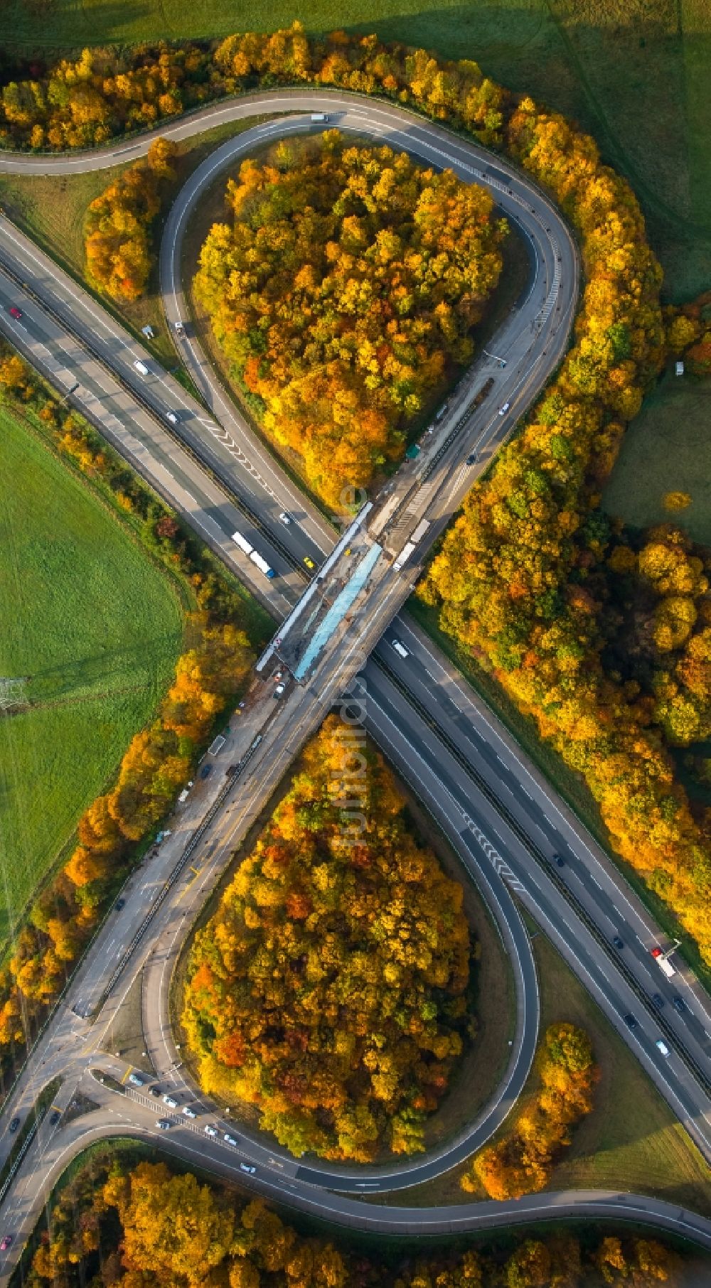 Luftaufnahme Witten - Autobahn- Abfahrt Witten-Herbede der Bundesautobahn A43 in Witten im Bundesland Nordrhein-Westfalen