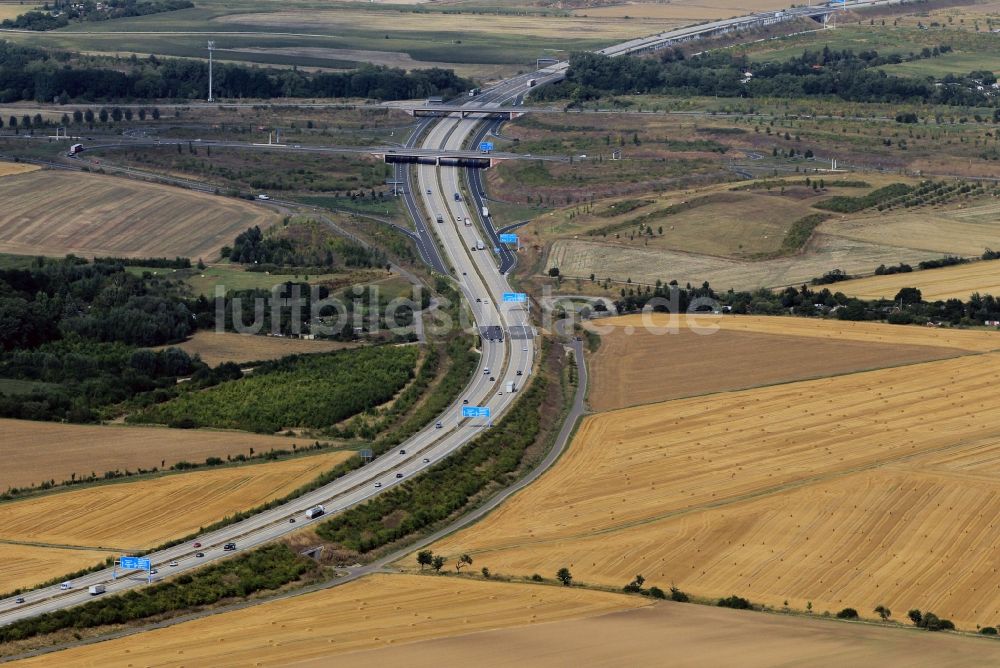 Luftaufnahme Erfurt - Autobahn - Abschnitt bei Erfurt Richtung Sömmerda in Thüringen