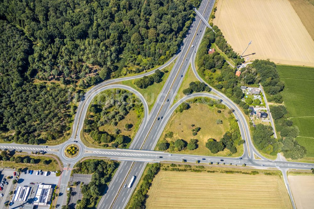 Luftbild Dorsten - Autobahn- Anschlussstelle der BAB A31 - Endelner Feld - Lembecker Straße in Dorsten im Bundesland Nordrhein-Westfalen, Deutschland