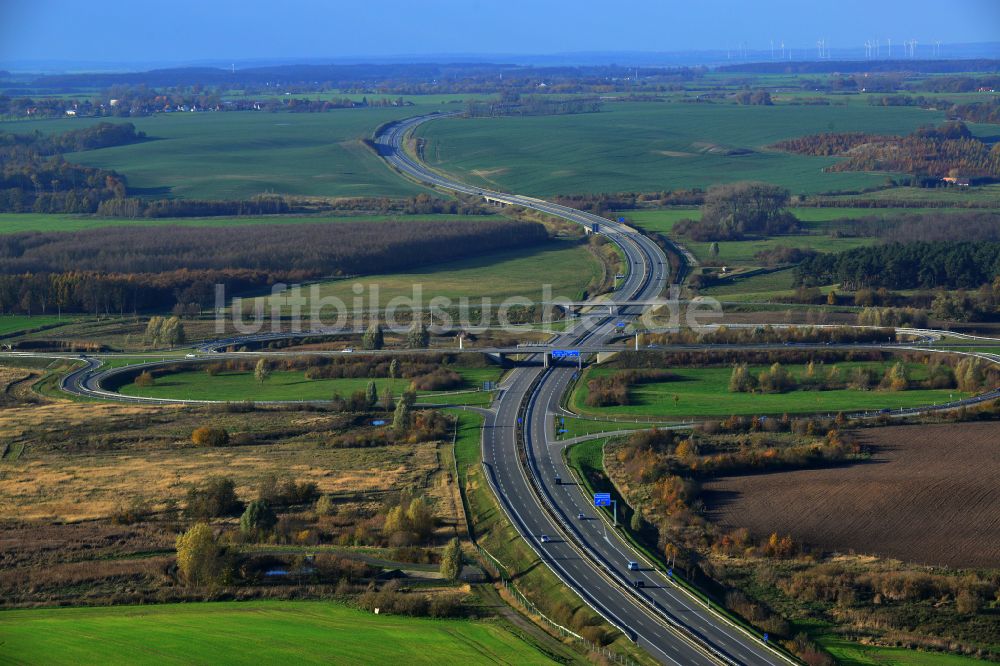 Luftbild Glienke - Autobahn- Anschlussstelle der BAB A20 Neubrandenburg-Ost in Glienke im Bundesland Mecklenburg-Vorpommern, Deutschland