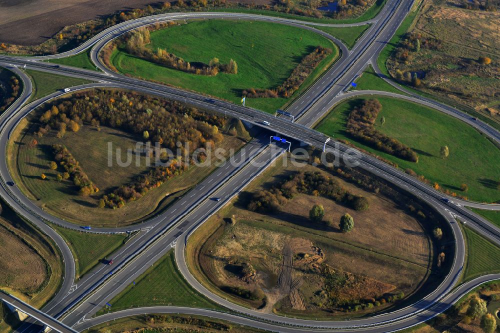 Luftbild Glienke - Autobahn- Anschlussstelle der BAB A20 Neubrandenburg-Ost in Glienke im Bundesland Mecklenburg-Vorpommern, Deutschland