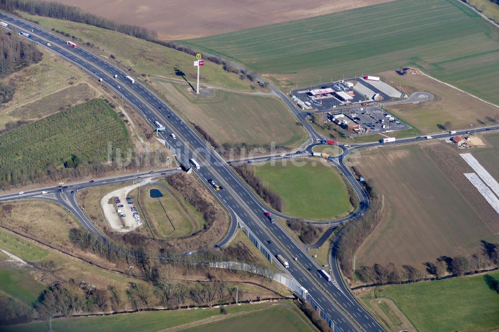 Luftbild Nörten-Hardenberg - Autobahn- Anschlussstelle der BAB A in Nörten-Hardenberg im Bundesland Niedersachsen, Deutschland