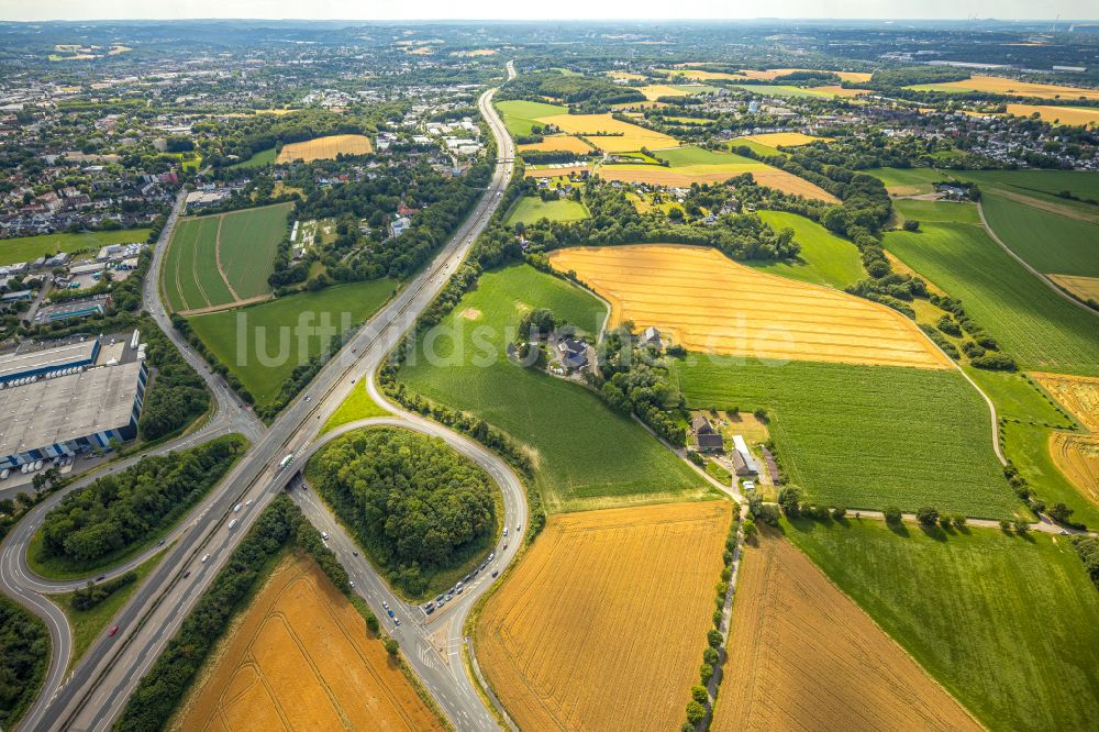 Luftaufnahme Witten - Autobahn- Anschlussstelle der BAB A44 Witten-Annen in Witten im Bundesland Nordrhein-Westfalen, Deutschland