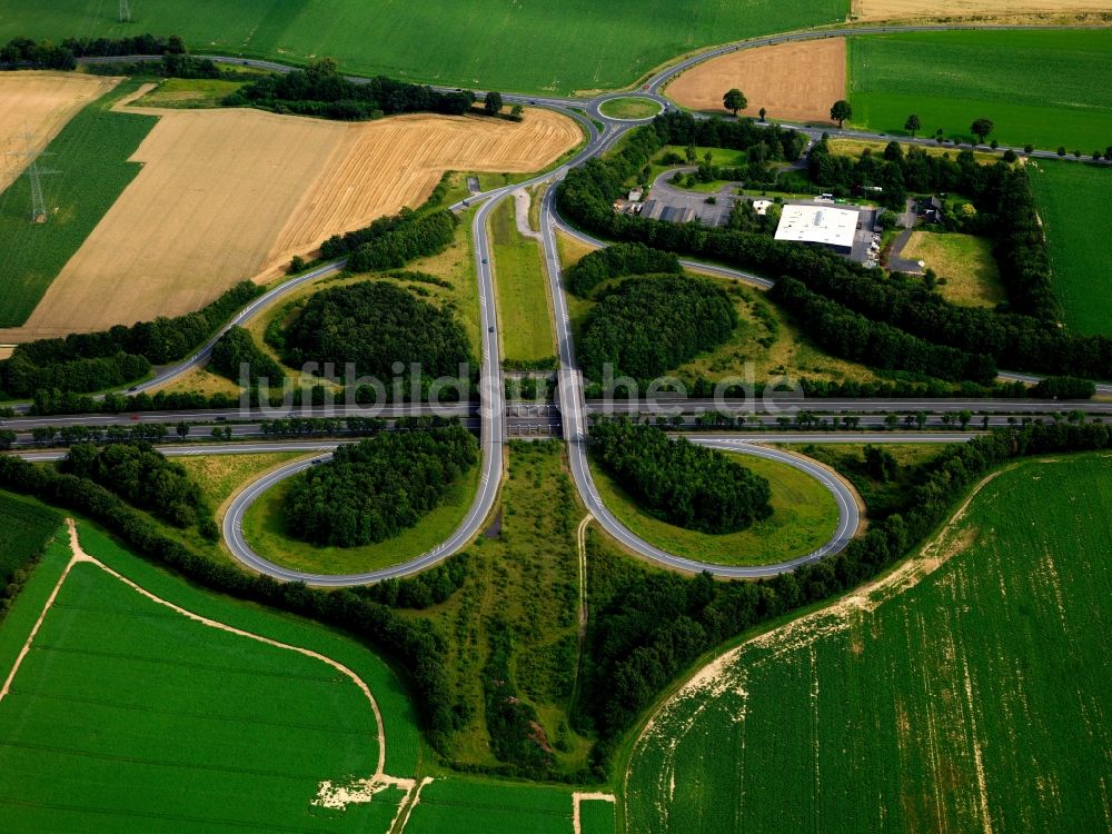 Luftaufnahme Jülich - Autobahn-Anschlussstelle Jülich-West in Jülich im Bundesland Nordrhein-Westfalen