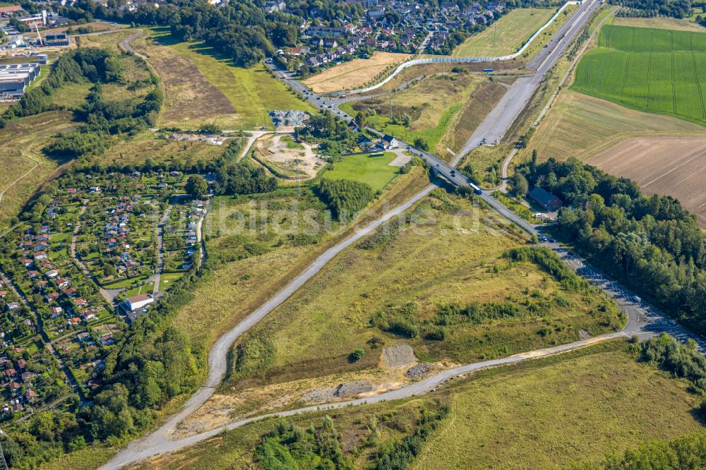 Luftaufnahme Heiligenhaus - Autobahn- Ausbau und Spur- Verbreiterung im Streckenverlauf der BAB A44 im Bereich Höfermühle Süd in Heiligenhaus im Bundesland Nordrhein-Westfalen